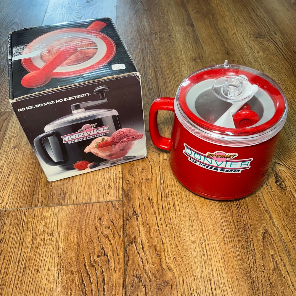 Vintage Donvier Premier Ice Cream Maker Red Pint Size No Electricity Japan Retro